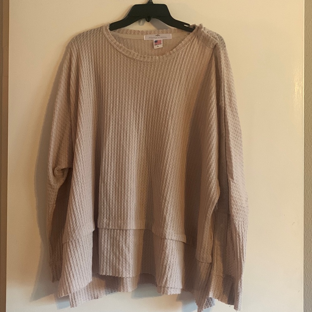 Tan Waffle Knit Long Sleeve